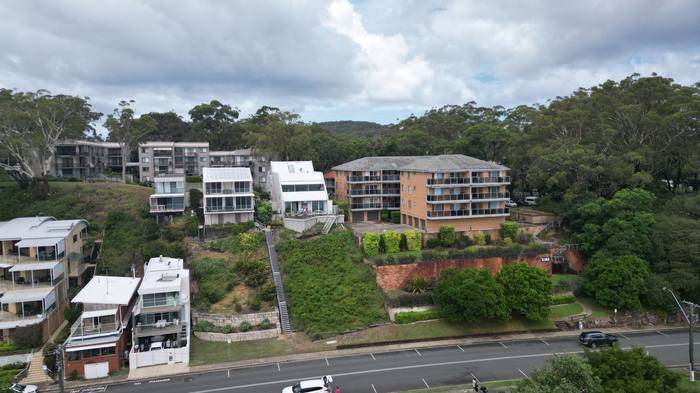Aerial view of Riviera among the Nelson Bay waterfront homes